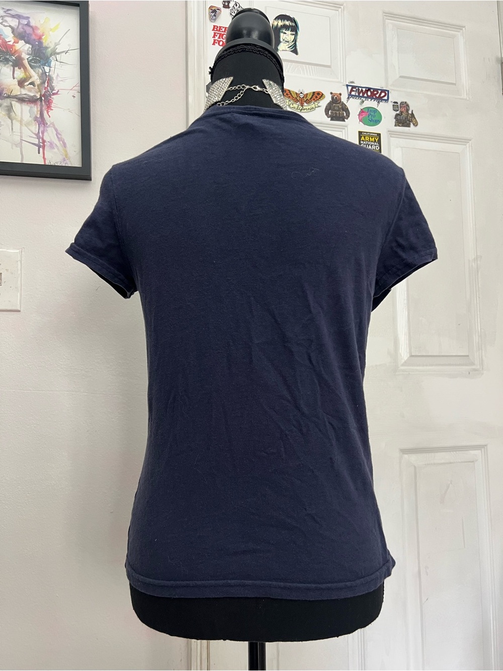 Limited Too Navy Tee with Pink Flower Logo (read description) - Picture 7 of 9